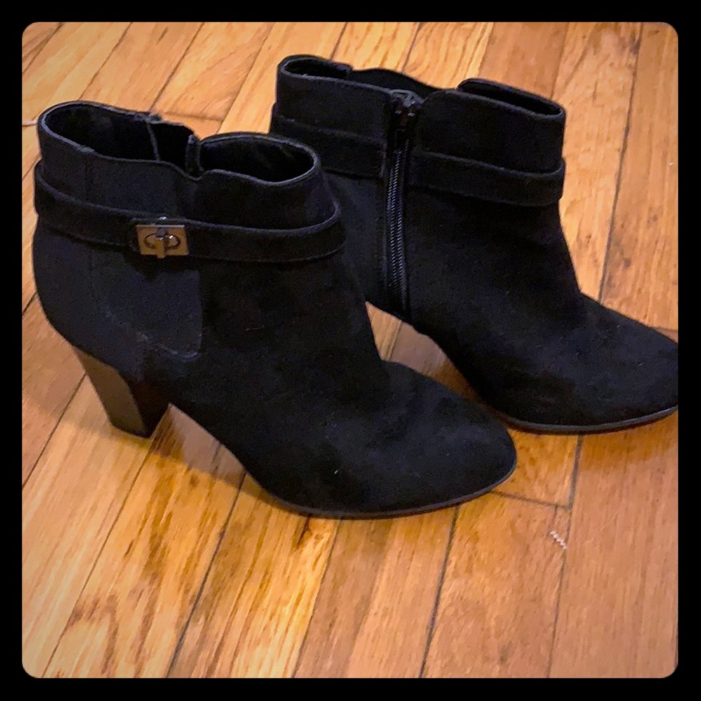 Kelly and Katie Black Suede Booties